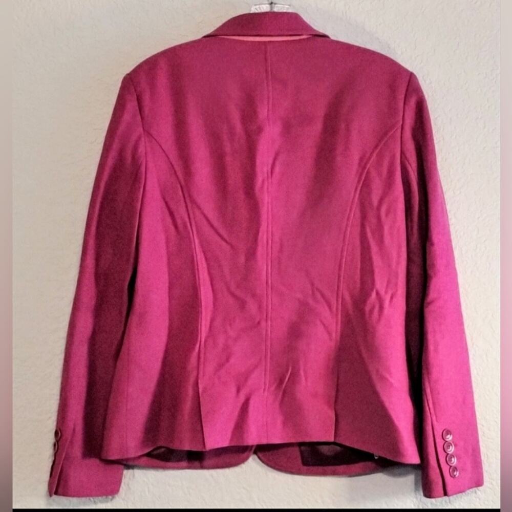 Vintage 1990s Liz Claiborne Raspberry Pink Tweed Soft Wool Fitted Blazer 10 - Picture 5 of 14